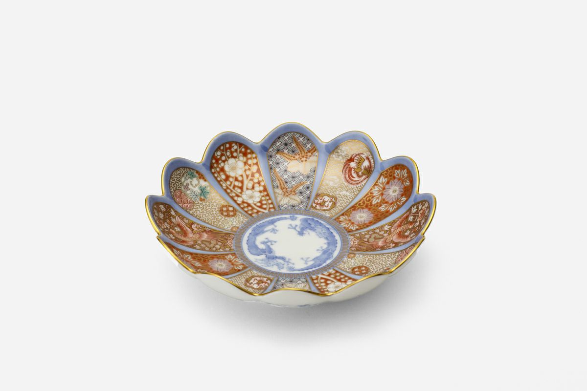 1699 深川製磁 花柄中鉢 8客 16cm 金彩 1699 深川製磁花