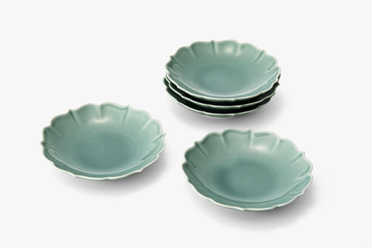 2305 深川製磁 青磁 角皿 3客 2305 深川製磁 青磁 角皿