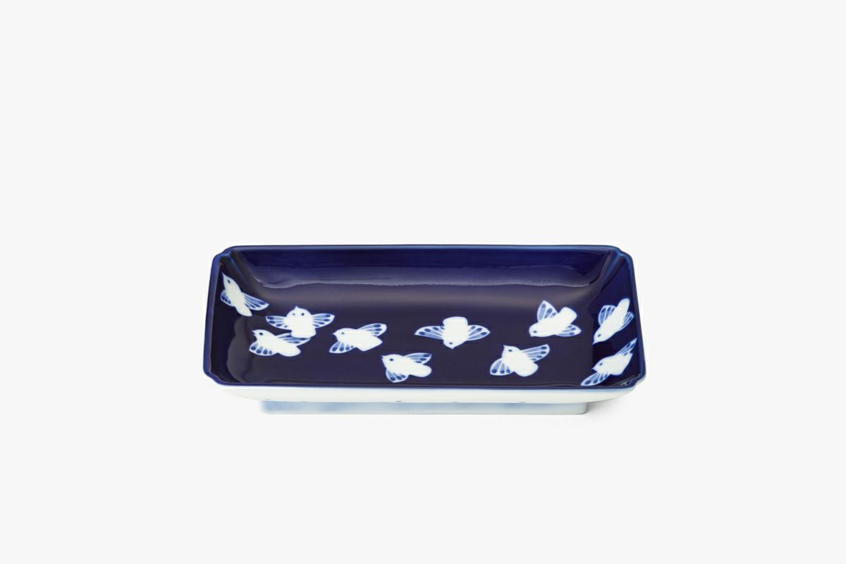 長皿 竹ニ雀の図 長皿 竹ニ雀の図