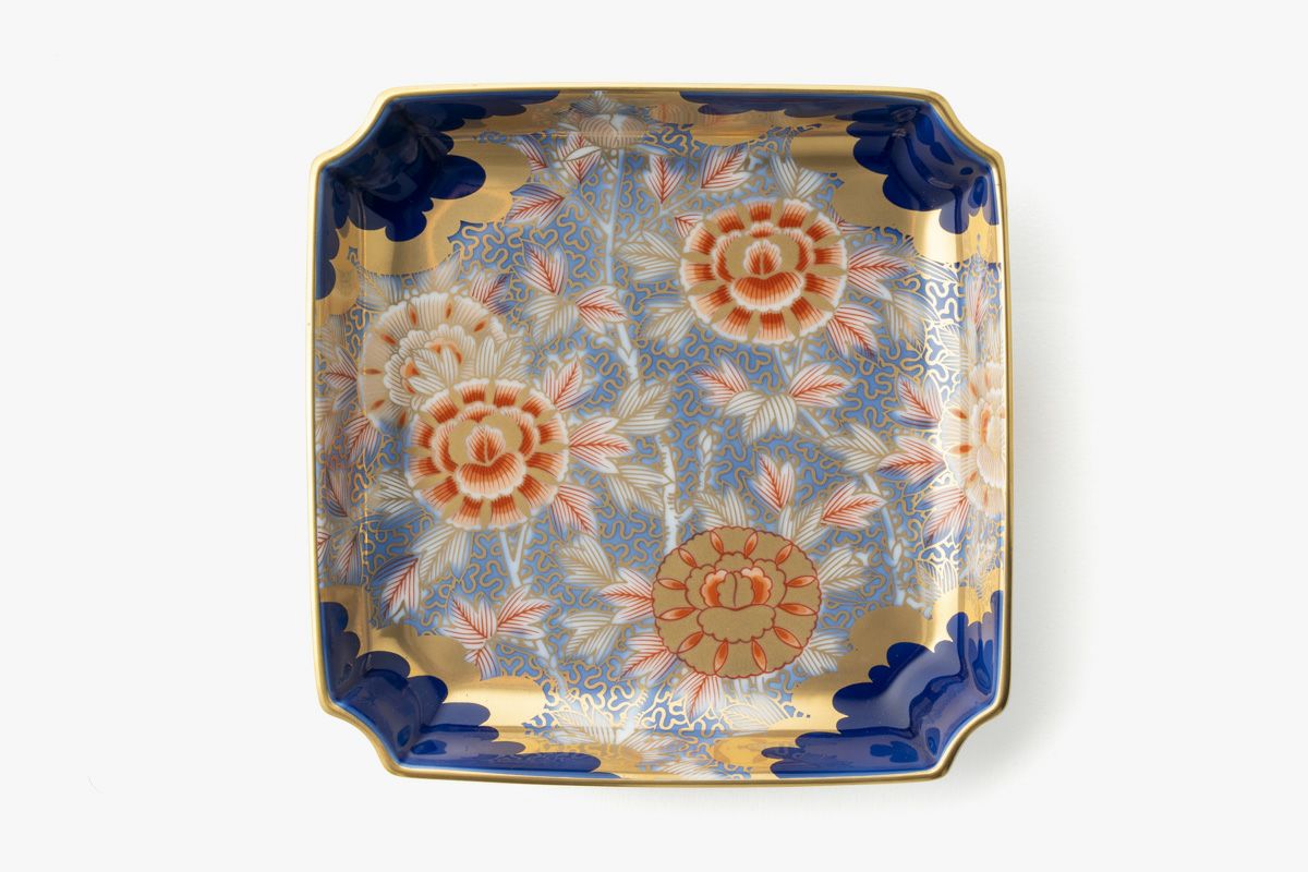 天保3年 古伊万里 極彩色 牡丹文 大皿 木箱付 タエオ 東さ7-0202☆2F