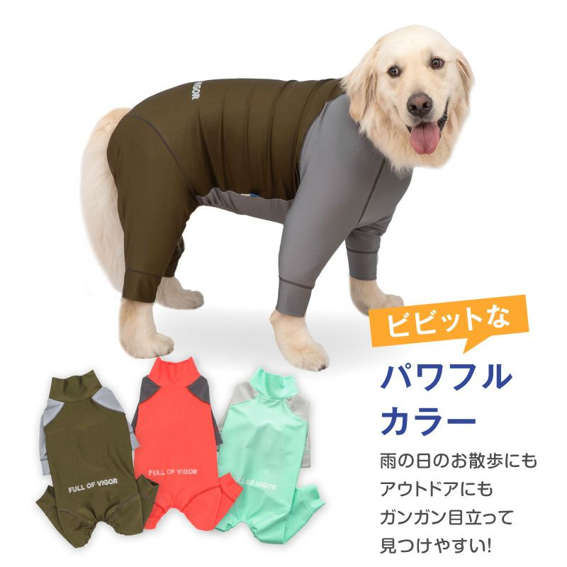 大型犬用 伸びて 着せやすい ドッグプレイ(R) 配色 撥水 ラッシュ