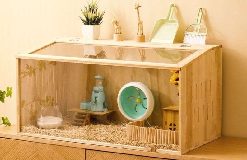 ハムスターケージ 高級感あふれる小動物の別荘 木製|ハムスターケージ