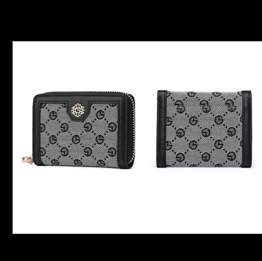 コンパクト 財布 モノグラム柄ジップアラウンド ミニウォレット 二