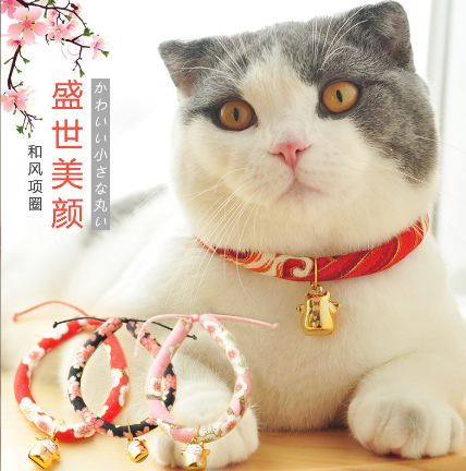 和風つまみ細工付き(赤⑤)わんちゃん猫ちゃん用襟つき首輪 【公式通販】