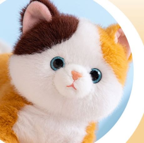 見つめる瞳が愛らしいリアル子猫の座りぬいぐるみ 三毛猫|猫ぬいぐるみ