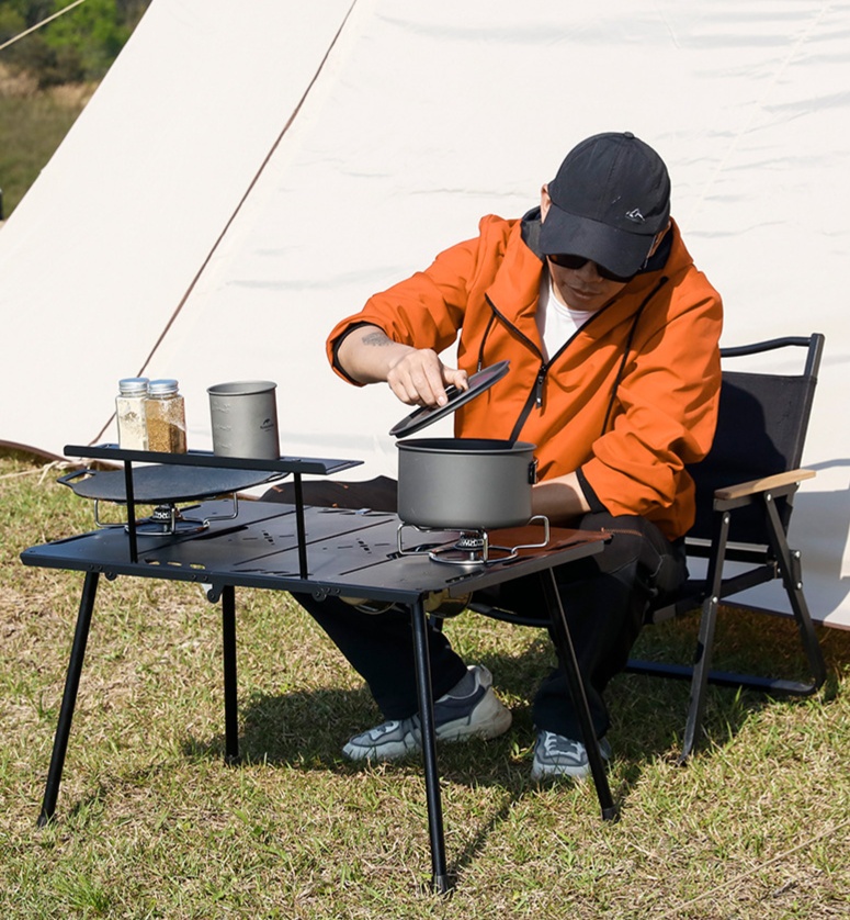 アウトドアテーブル 二段式キャンプ調理テーブル ソロ|アウトドア