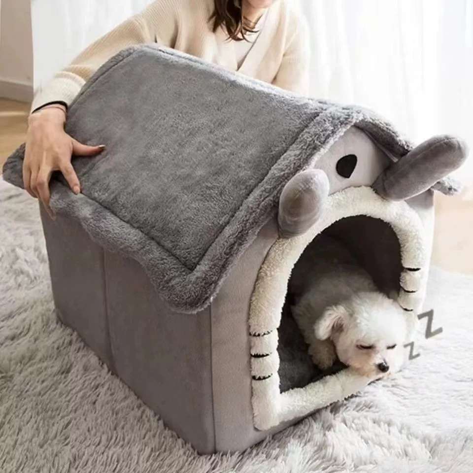 中型犬用ベッドfaux rabbit fur bolster dog bed