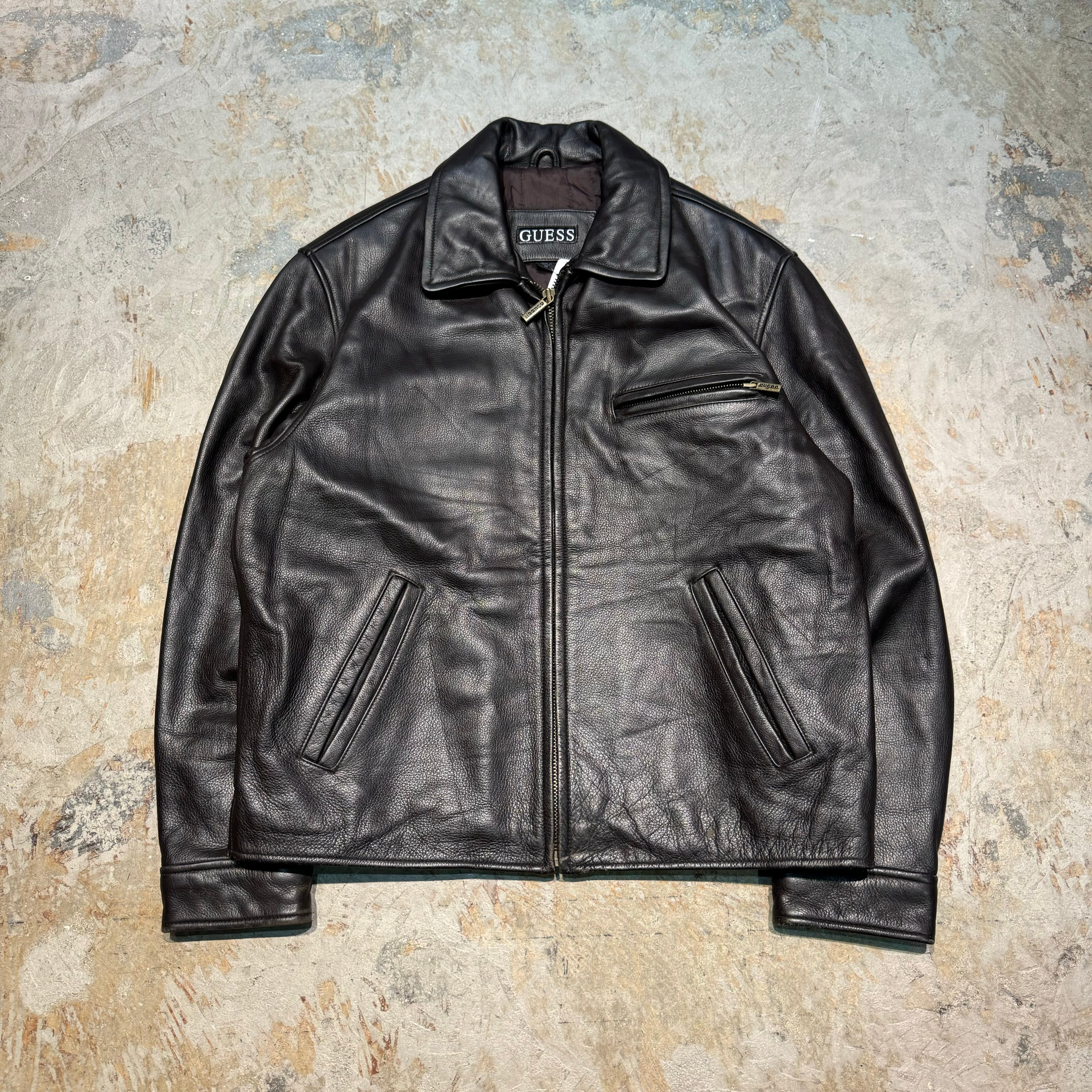 古着 GUESS/ゲス/ジップアップレザージャケット/サイズM – 古着屋 MUJIN