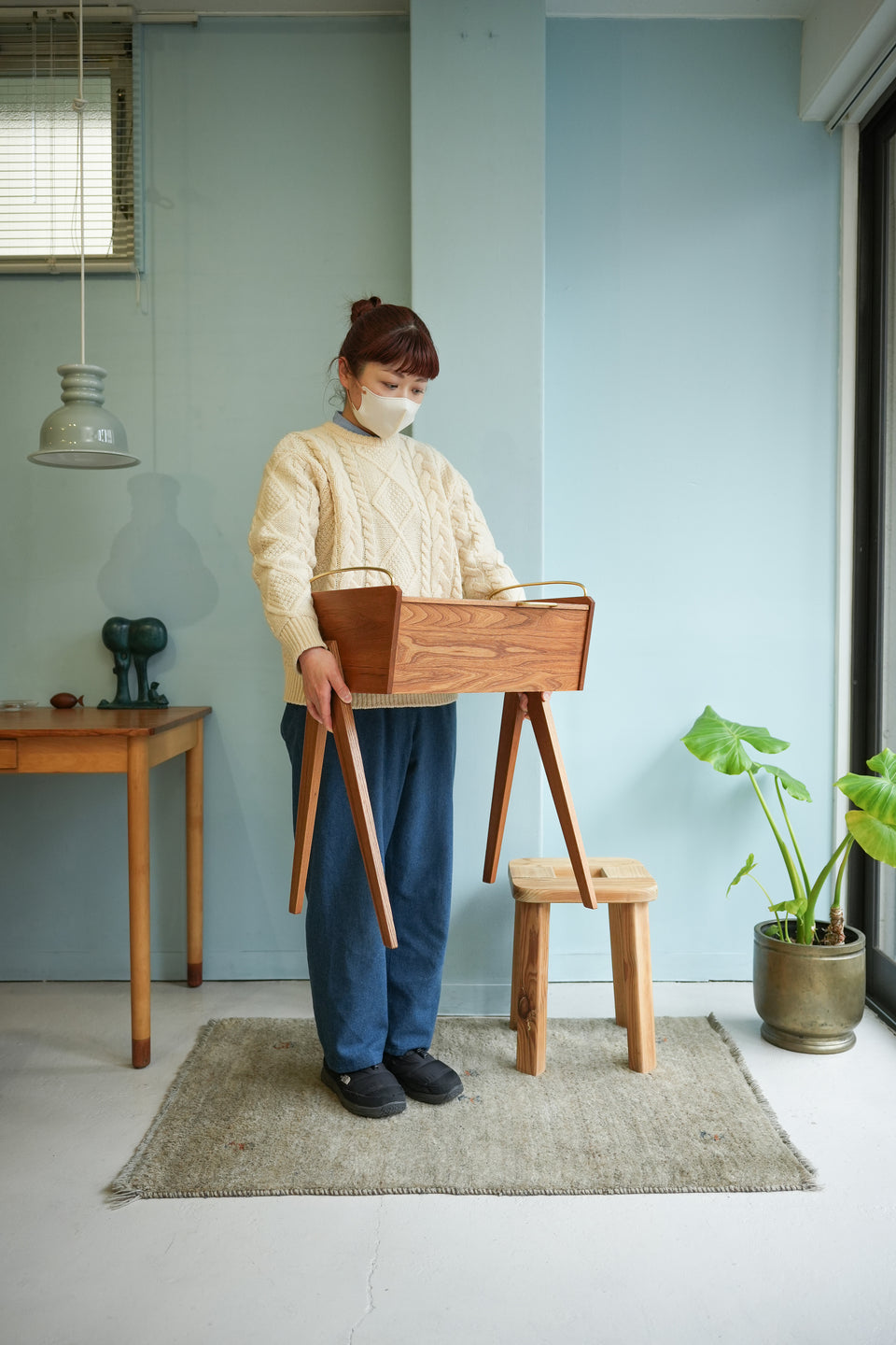 スウェーデンヴィンテージ ソーイングボックス サイドテーブル 北欧