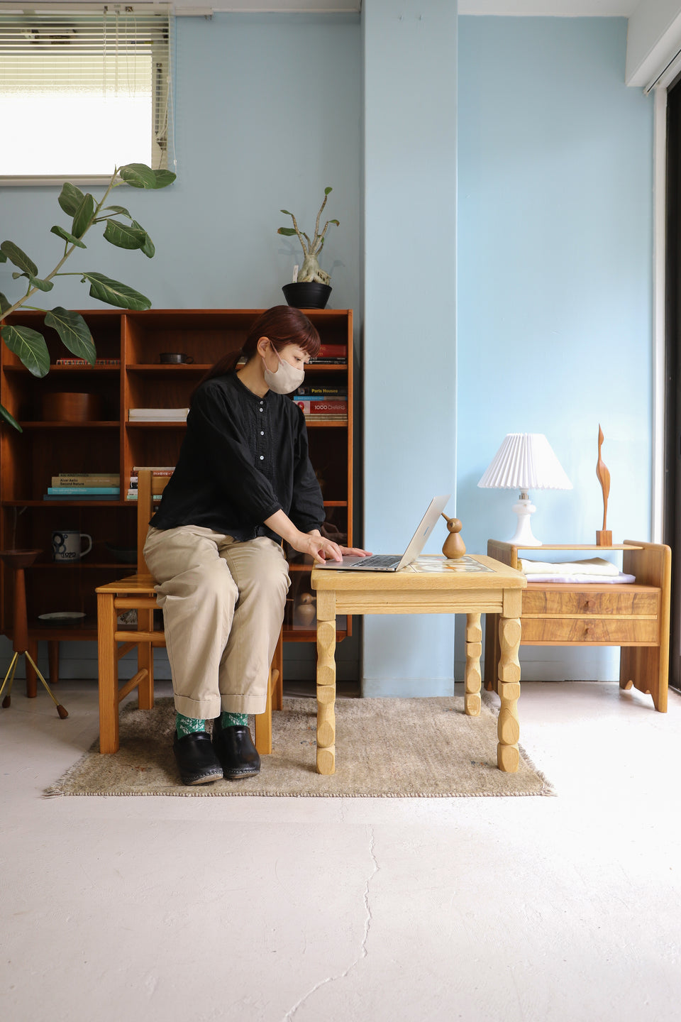 デンマークヴィンテージ タイルトップサイドテーブル オーク材 北欧