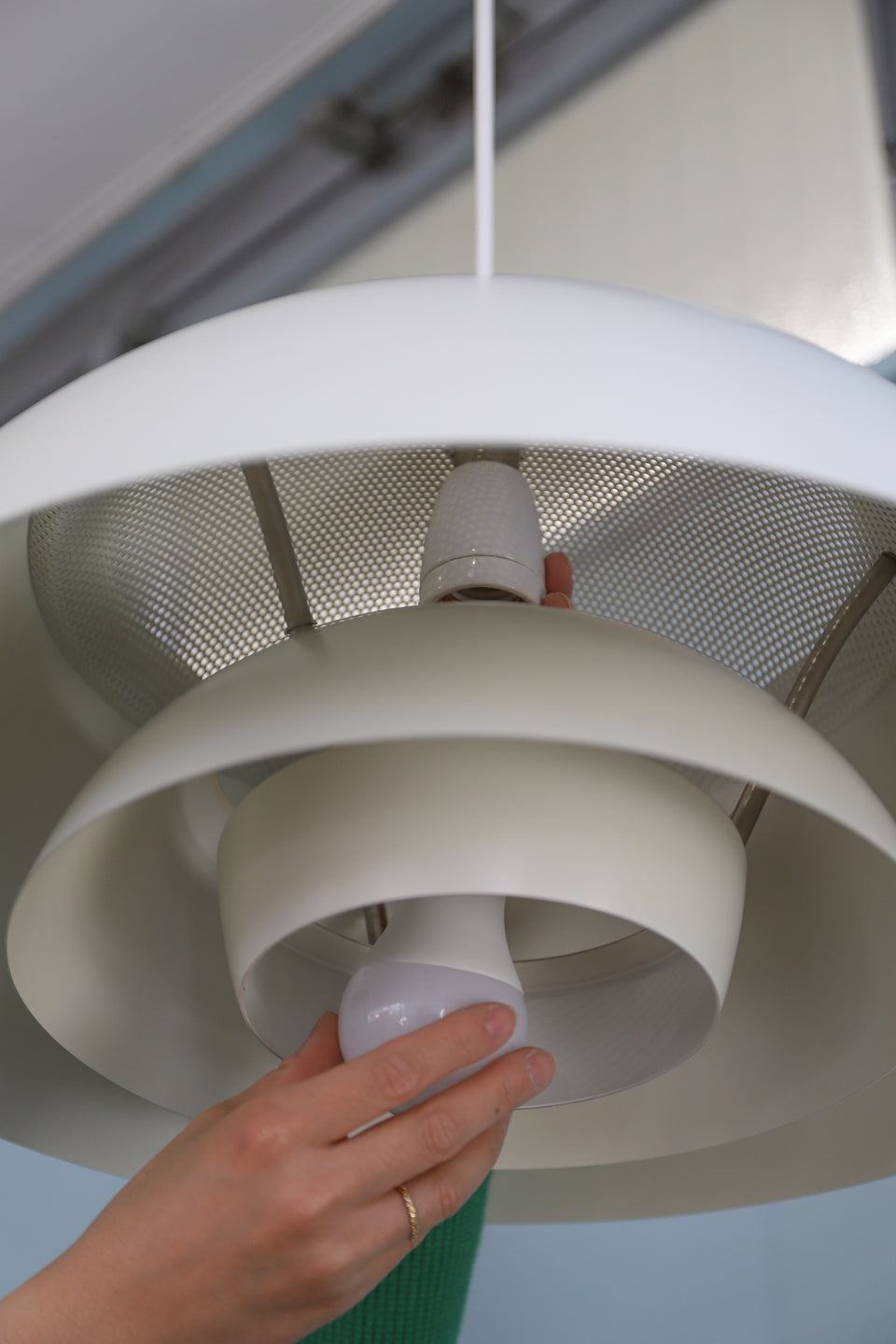 デンマークNORDISK SOLARビンテージ ミルキーホワイトペンダントランプ