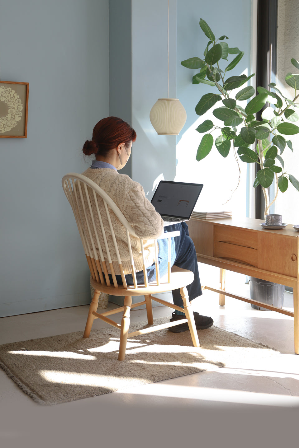 秋田木工 ラウンジチェア ウィンザーチェア 椅子 エディションブルー