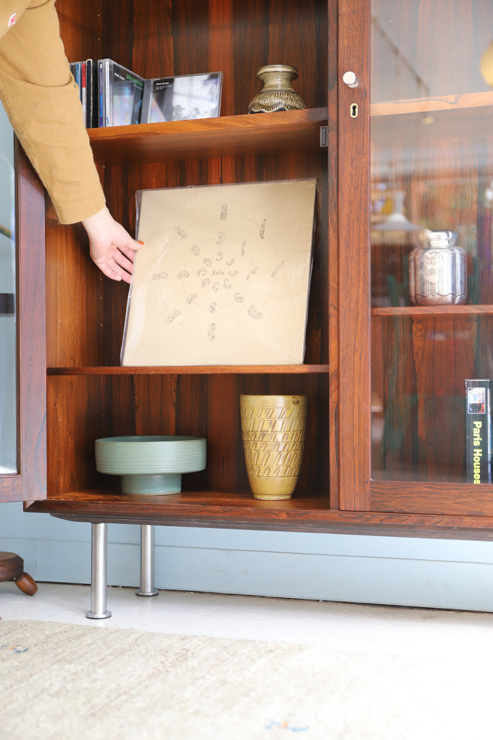 アンティーク ヴィンテージ ガラスキャビネット ディスプレイ 食器棚