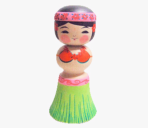 青森県津軽地方のこけし 阿保六知秀工人作 フラこけし4寸