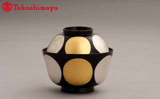 山中漆器〉辻 石斎 北大路魯山人写し 一閑張 日月椀（じつげつわん