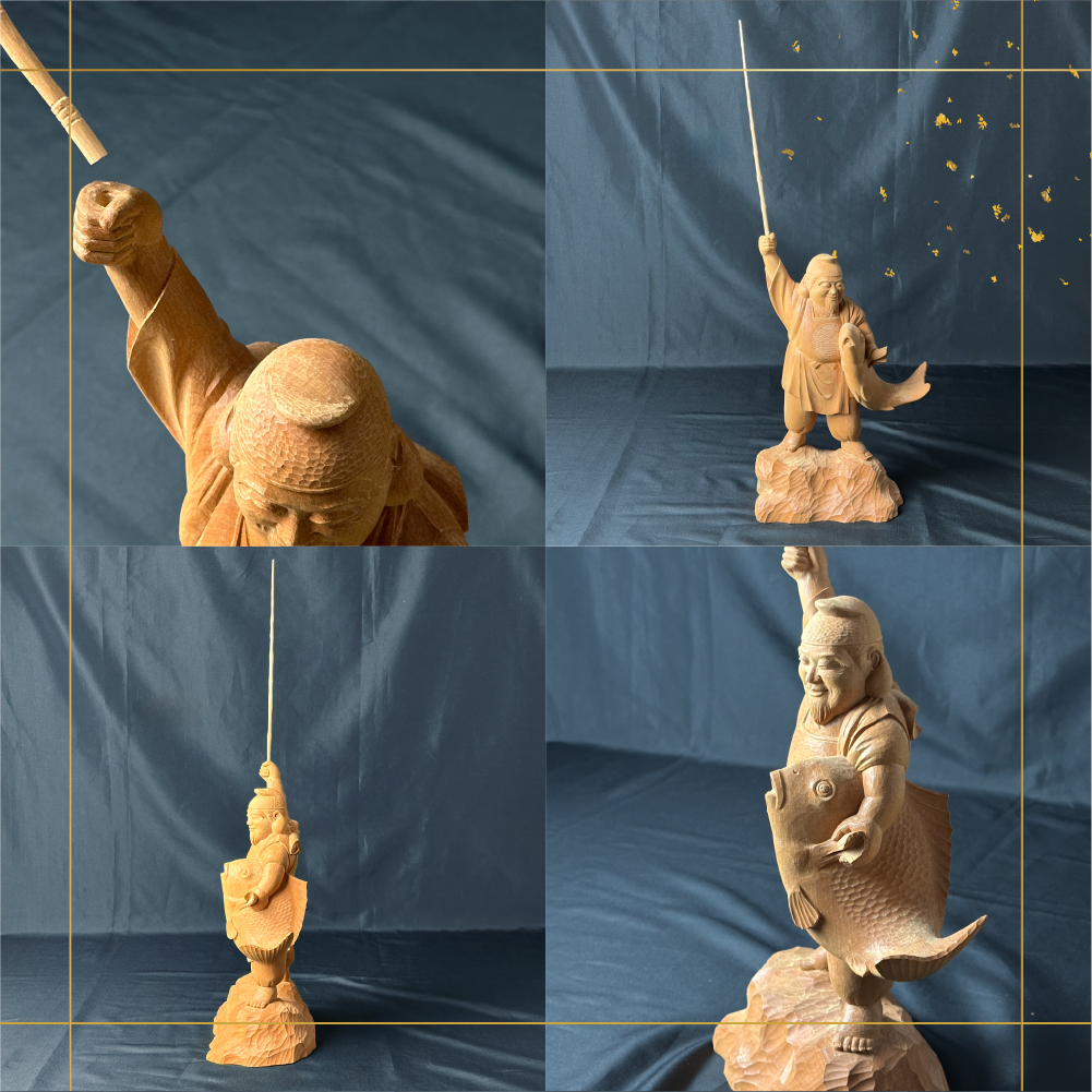 一木造り 彫刻 七福神 木彫り 恵比寿天 伝統工芸 工芸品 彫刻 木製