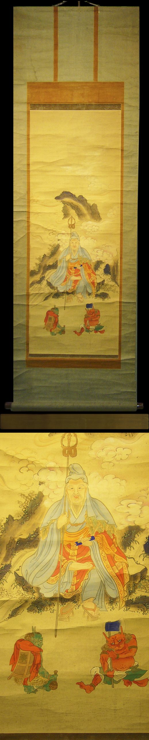 真作/鍋島義勝/浄土/釈迦像図/金泥/桐共箱付/布袋屋掛軸HG-336 真作