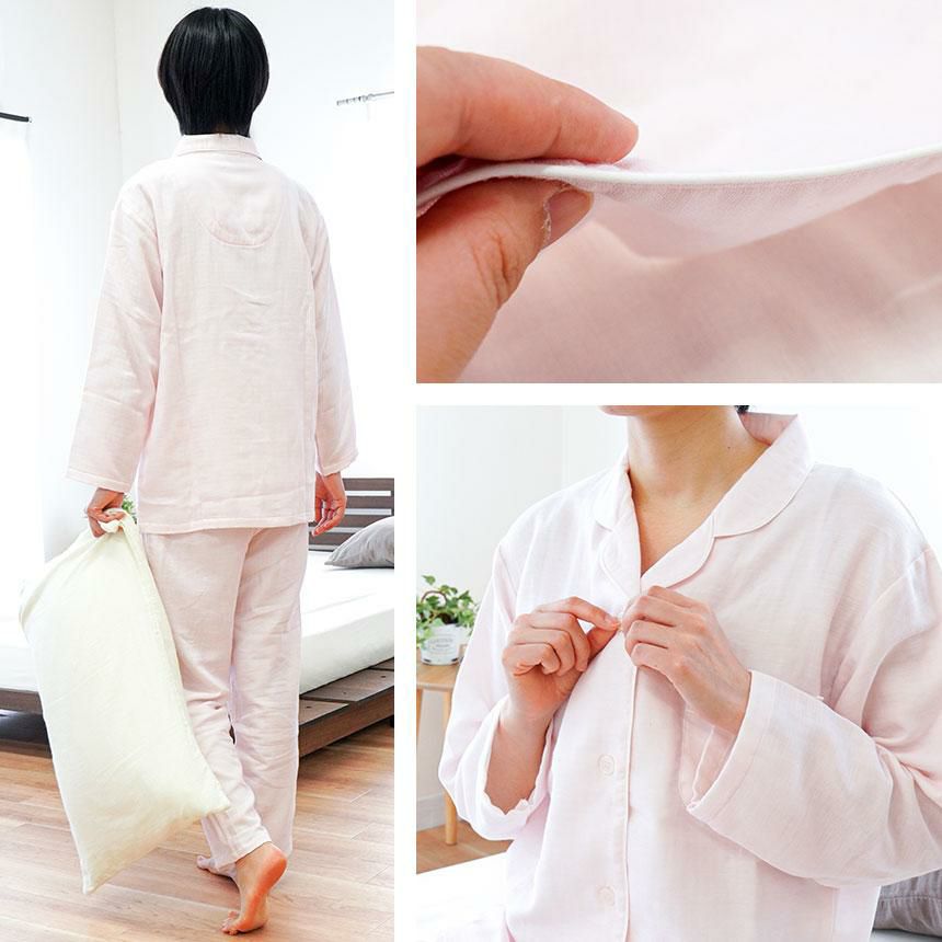 日本の匠 3重ガーゼ パジャマ レディース M/L/LL | ねごこち本舗【公式】