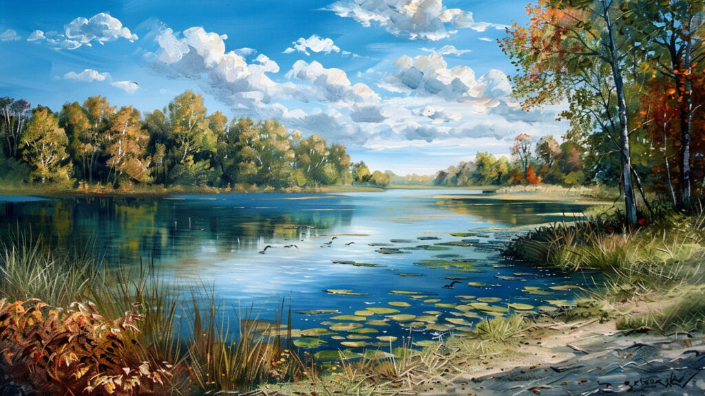 フリー素材】絵画風の湖（6枚）