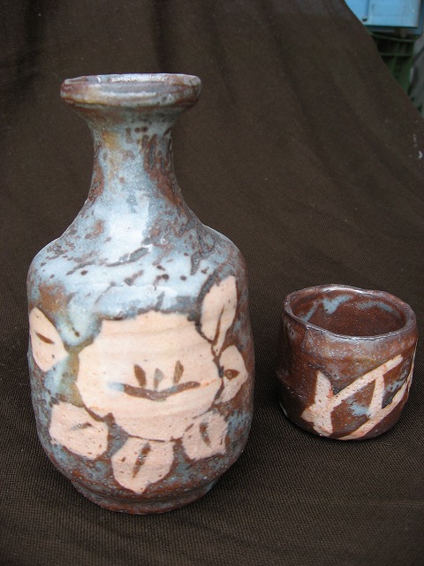 笠原窯 水野露堂/二郎造 鼠志野とっくり 笠原窯 水野露堂/二郎造 鼠