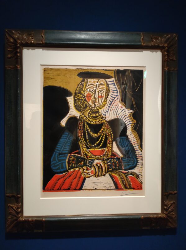 Picassoピカソ 版画リノリュウムカット 首飾りの婦人 1962年 Pablo