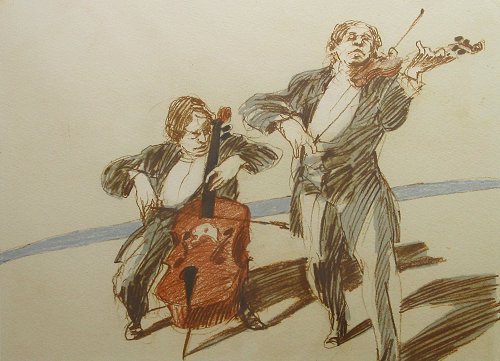 ワイズバッシュ 絵画 チェロの三重奏 クロード・ワイズバッシュ╶ 追悼