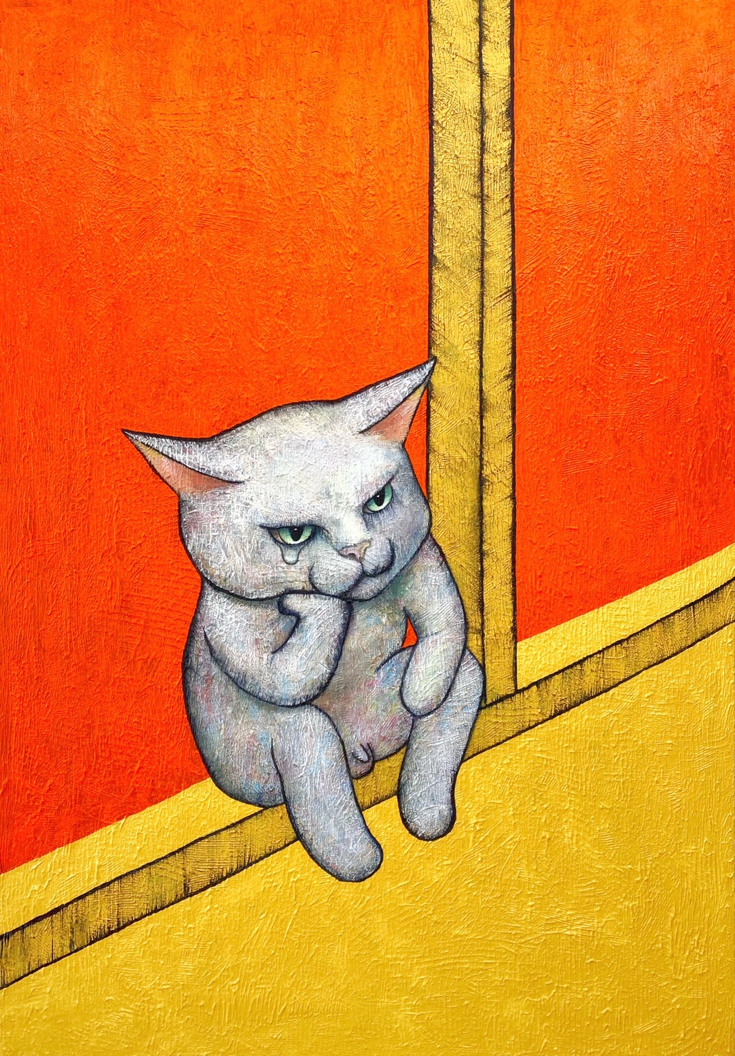 田島享央己 Takaoki TAJIMA 鶴のポーズをする猫フィギアサイン入