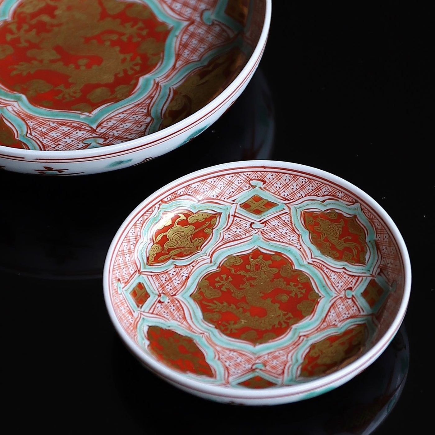 変形皿 扇 永楽善五郎 訳あり ニュウ 直しあり 5枚 希少 変形皿