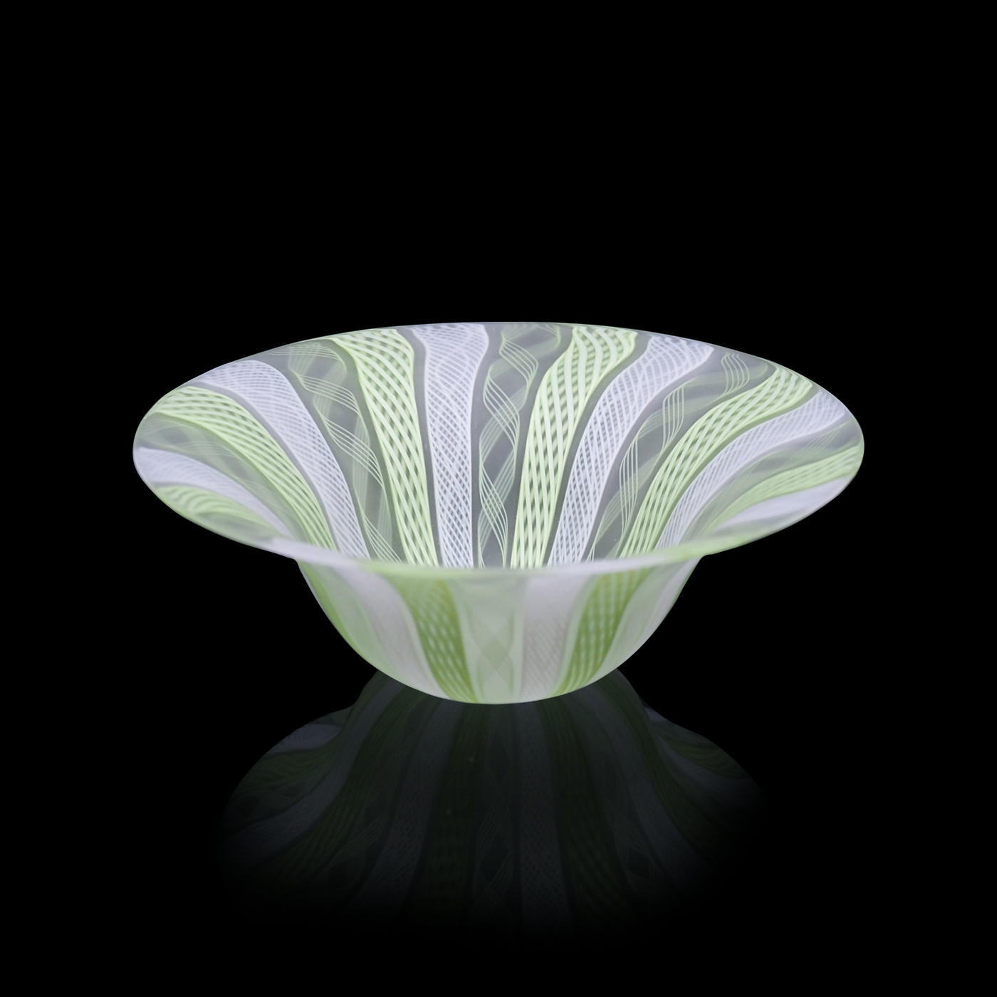 本物保証】藤田喬平 手吹 ベェニスぐい呑 共箱 栞 白黄色系 金箔挟