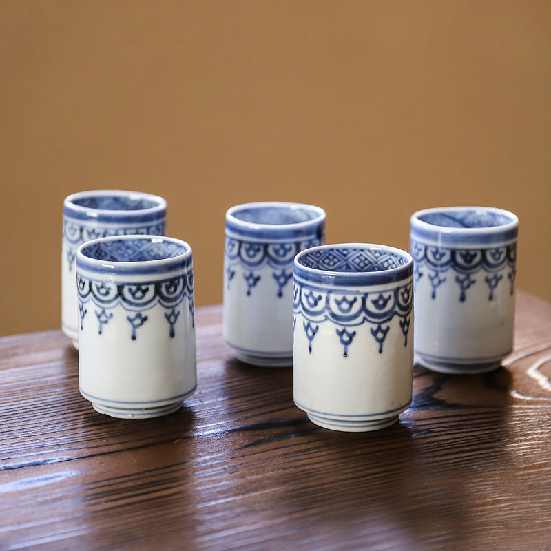 古伊万里 染付 氷裂文 覗き猪口 骨董 古伊万里染付氷裂