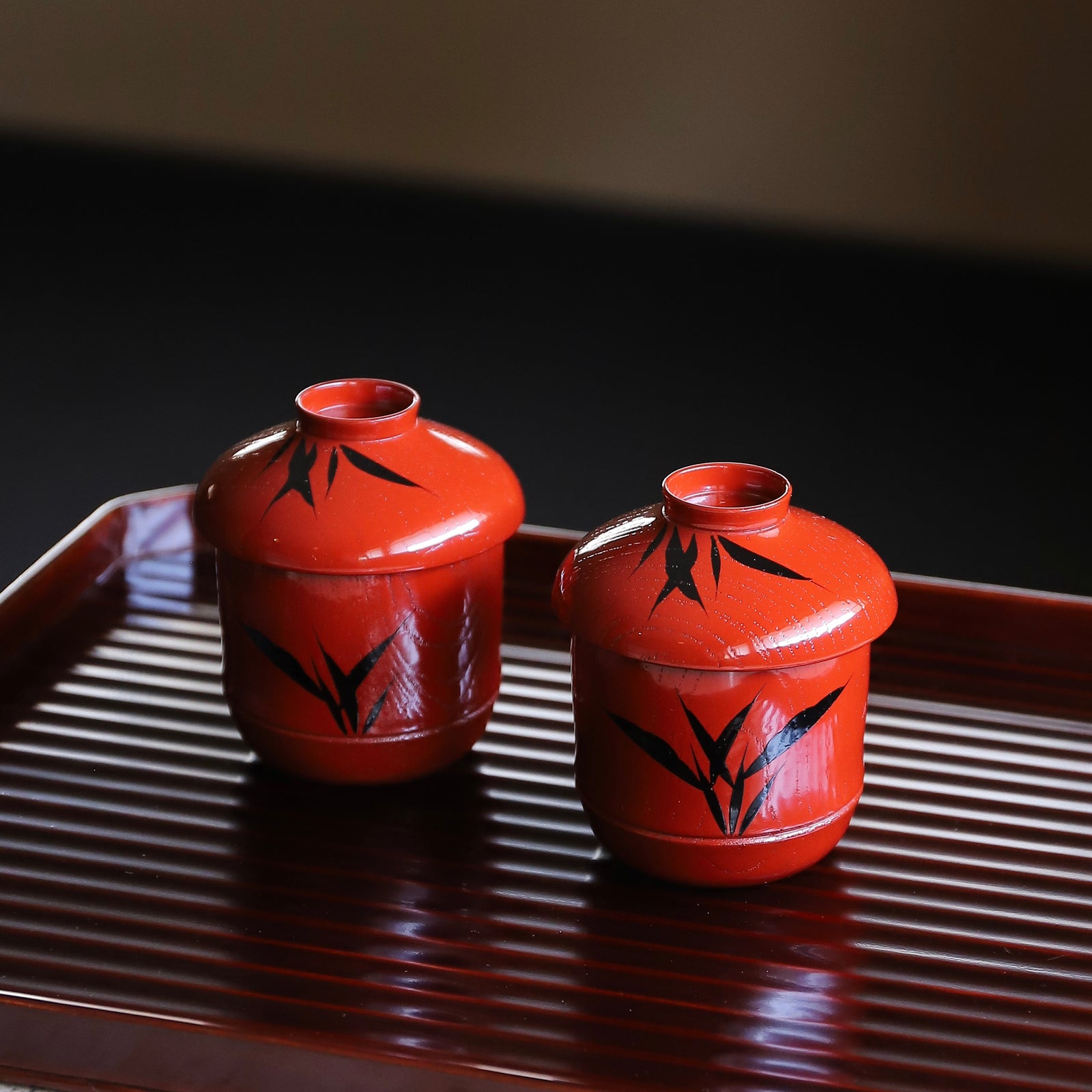 春田一陶 造 赤呉須花草図蒸茶碗8客 共箱