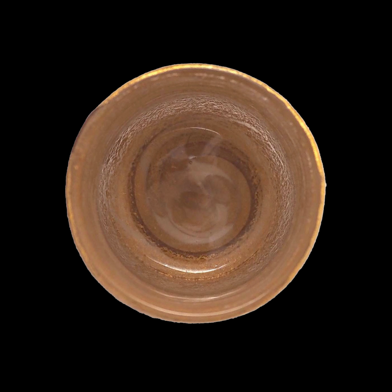 岩田ガラス 硝子 紫と黄色 ガラス皿 灰皿 【岩田藤七】共箱 岩田ガラス