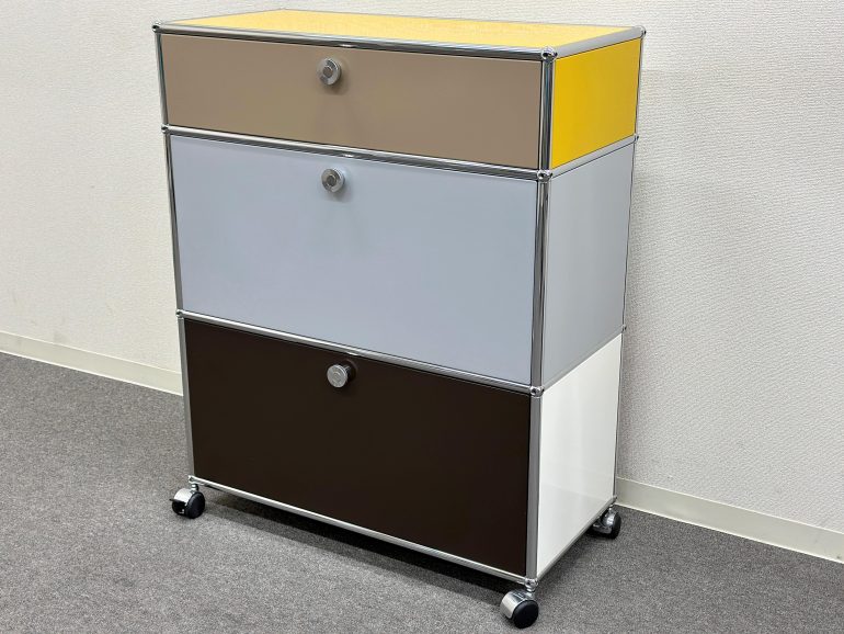 USMハラー□キャビネット 1列3段 白 2種類の鍵つき パーソナルロッカー