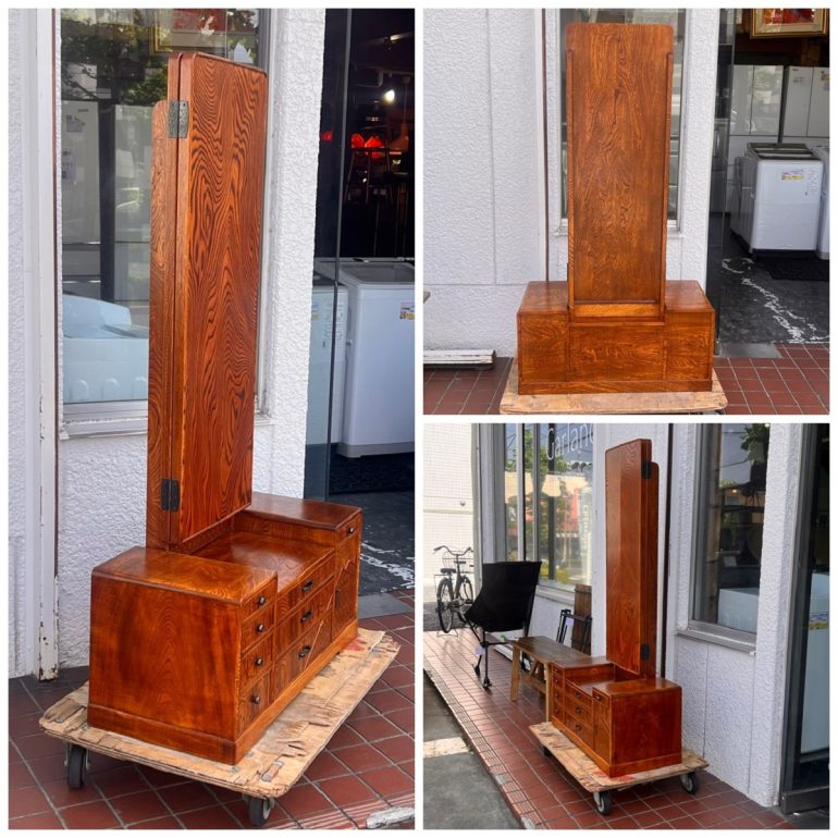 中古品】昭和レトロ 三面鏡(ドレッサー) 昭和レトロ 三面鏡 9杯 鏡