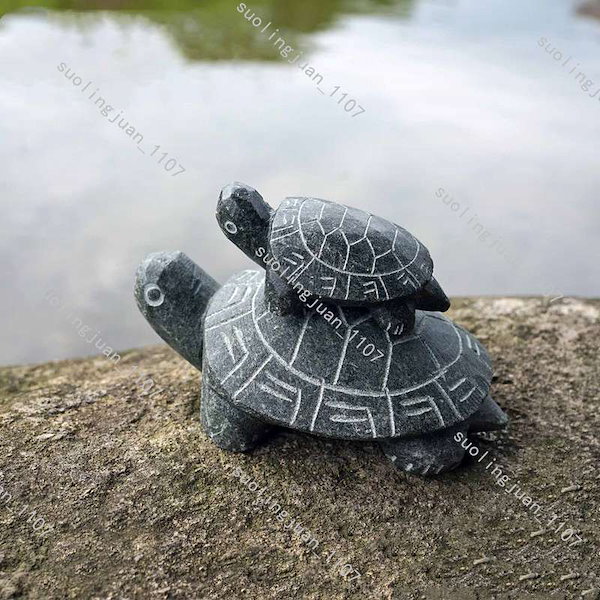 亀の置物 小 J036*中国石彫* 天然石アソート 亀置物（小） 6点 /