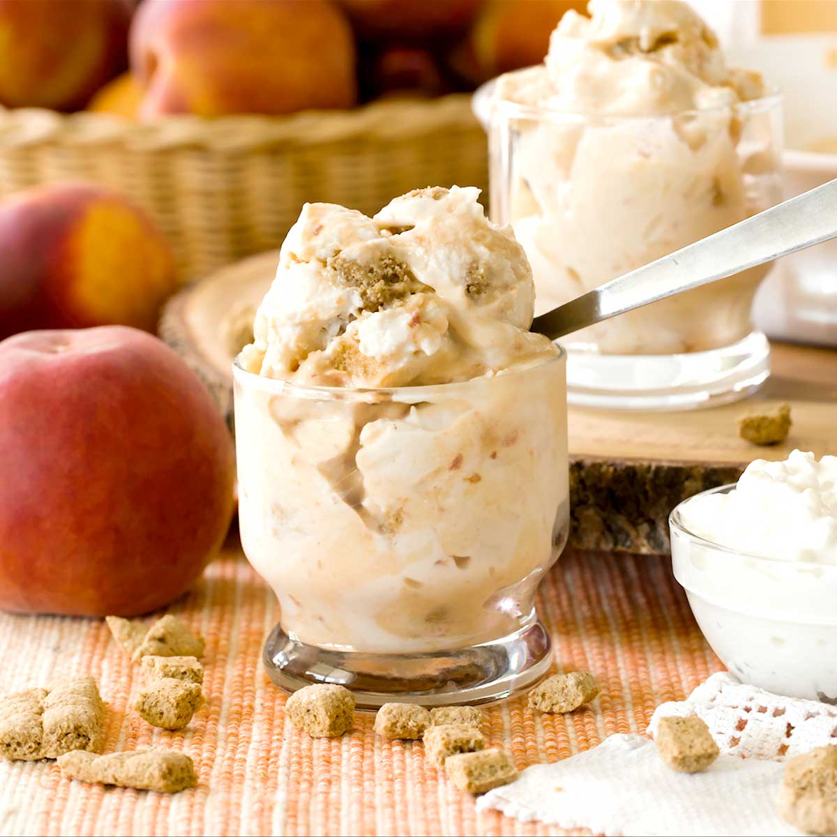FRESH Peach Pie Ice Cream w/ Cottage Cheese | Easy, No-Churn