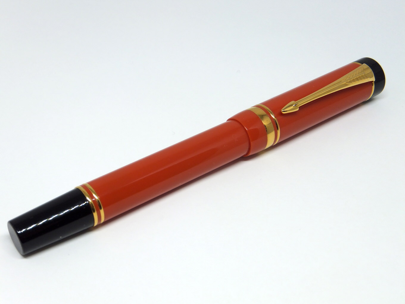 A4【used】PAKER デュオフォールドスカーレッドタナガー 万年筆スタンド