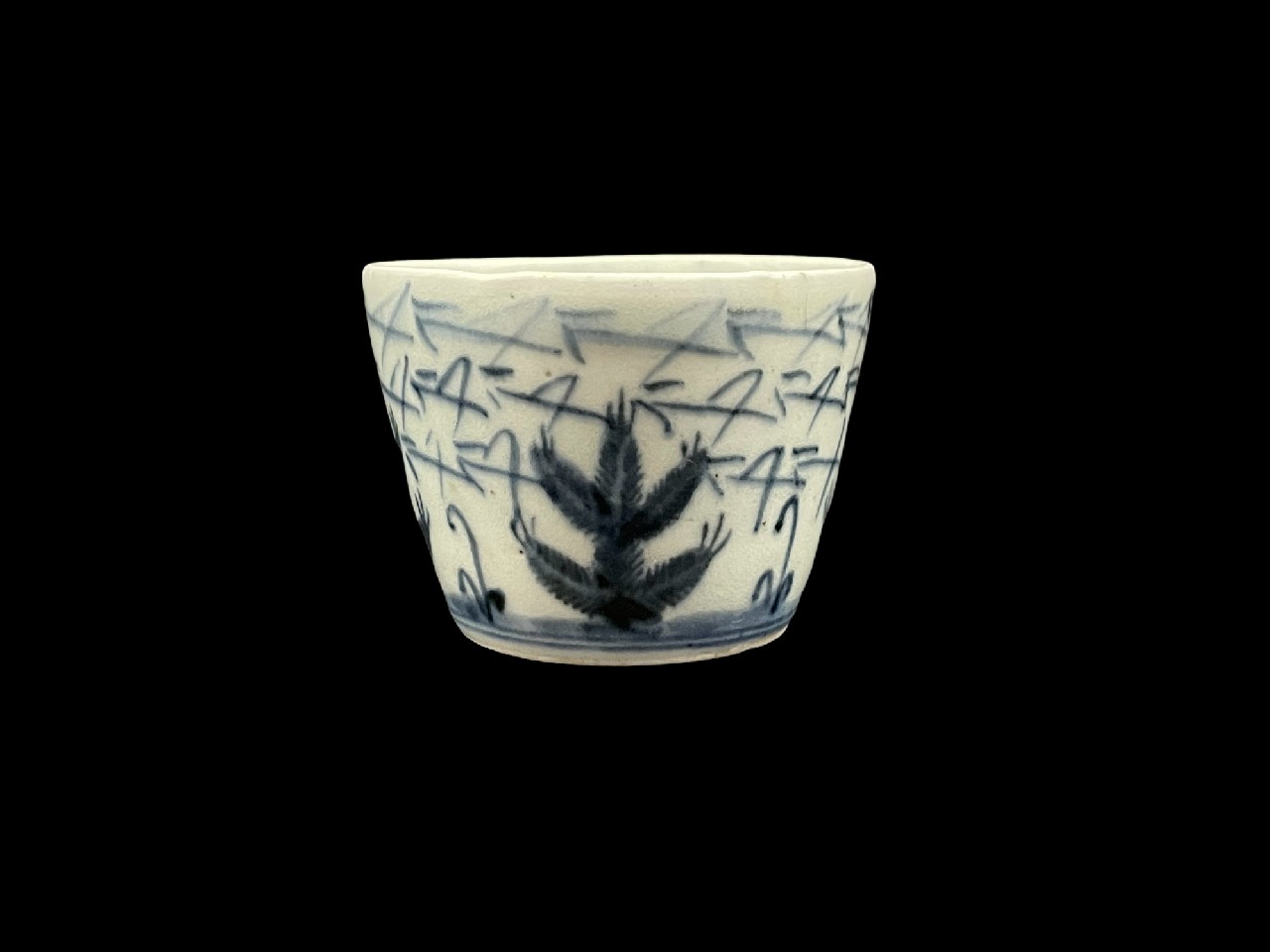 青磁染付蕎麦猪口① ＊古伊万里 ＊江戸時代中期 ＊渦福銘