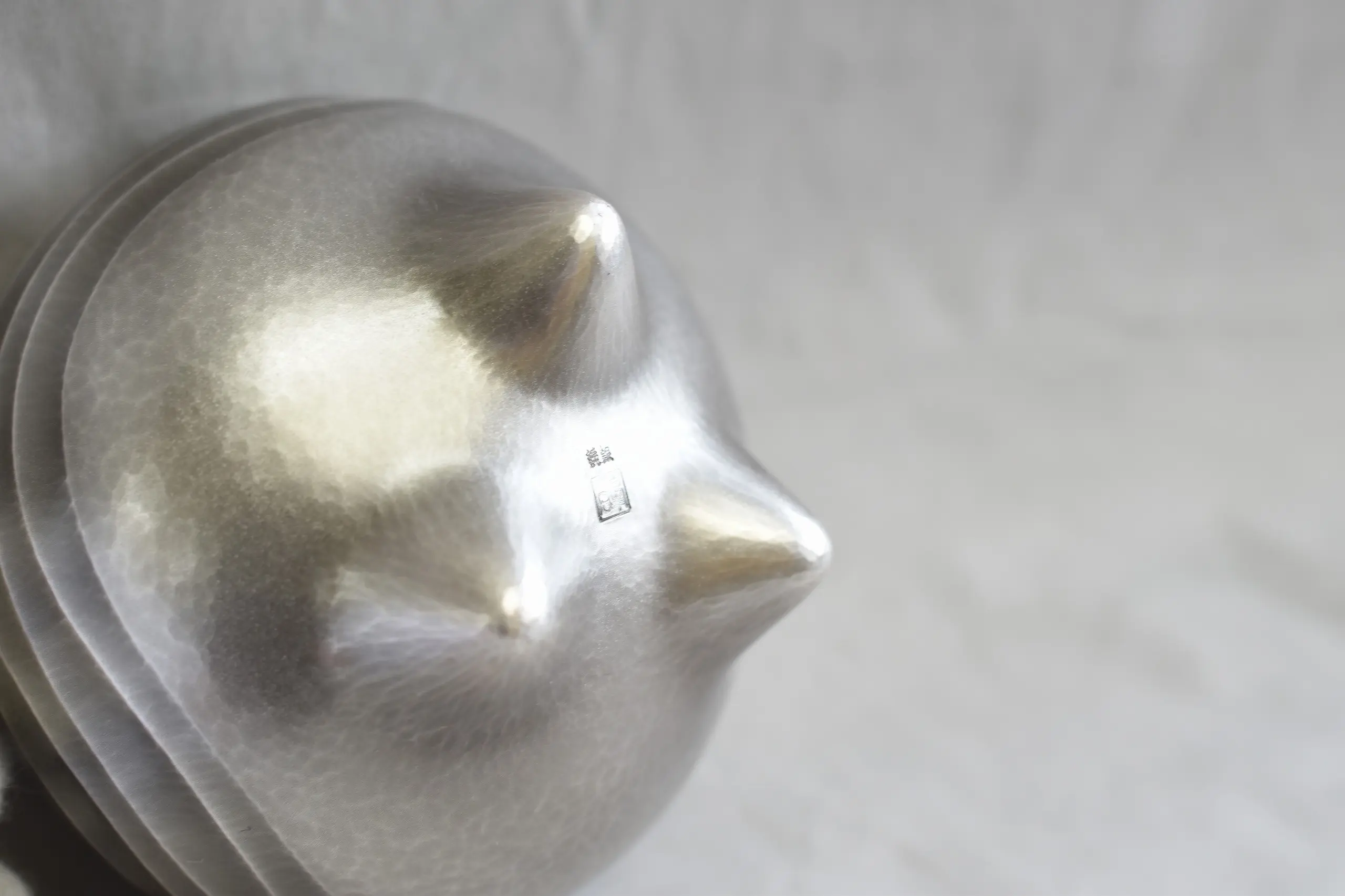 人間国宝 奥山峰石 作 純銀 雲水文香炉 茶道具 共箱 刻印あり 奥山峰石