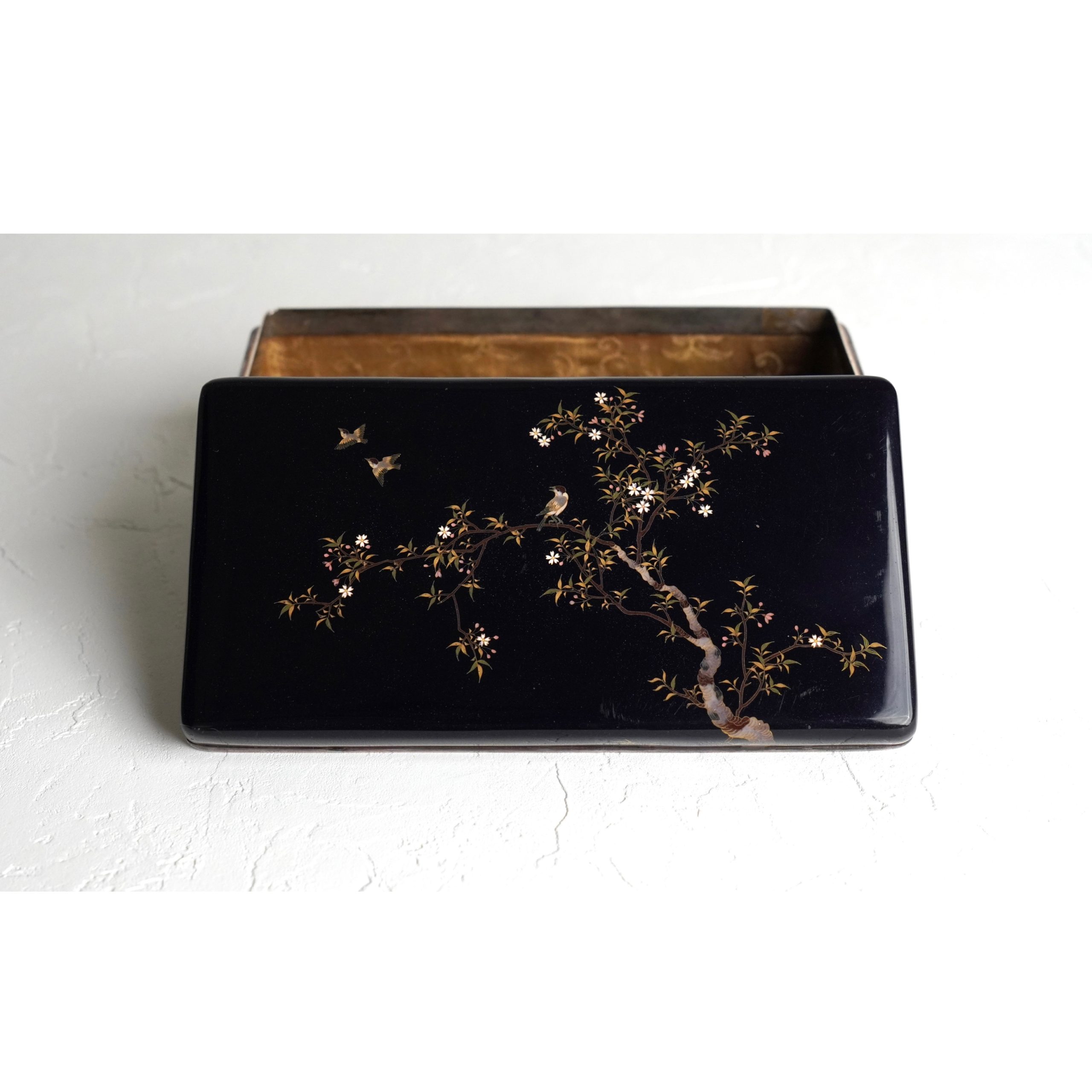 美品 希少 大正時代◇京七宝 稲葉七宝 内銀鍍銀 外観(小鳥/小菊図