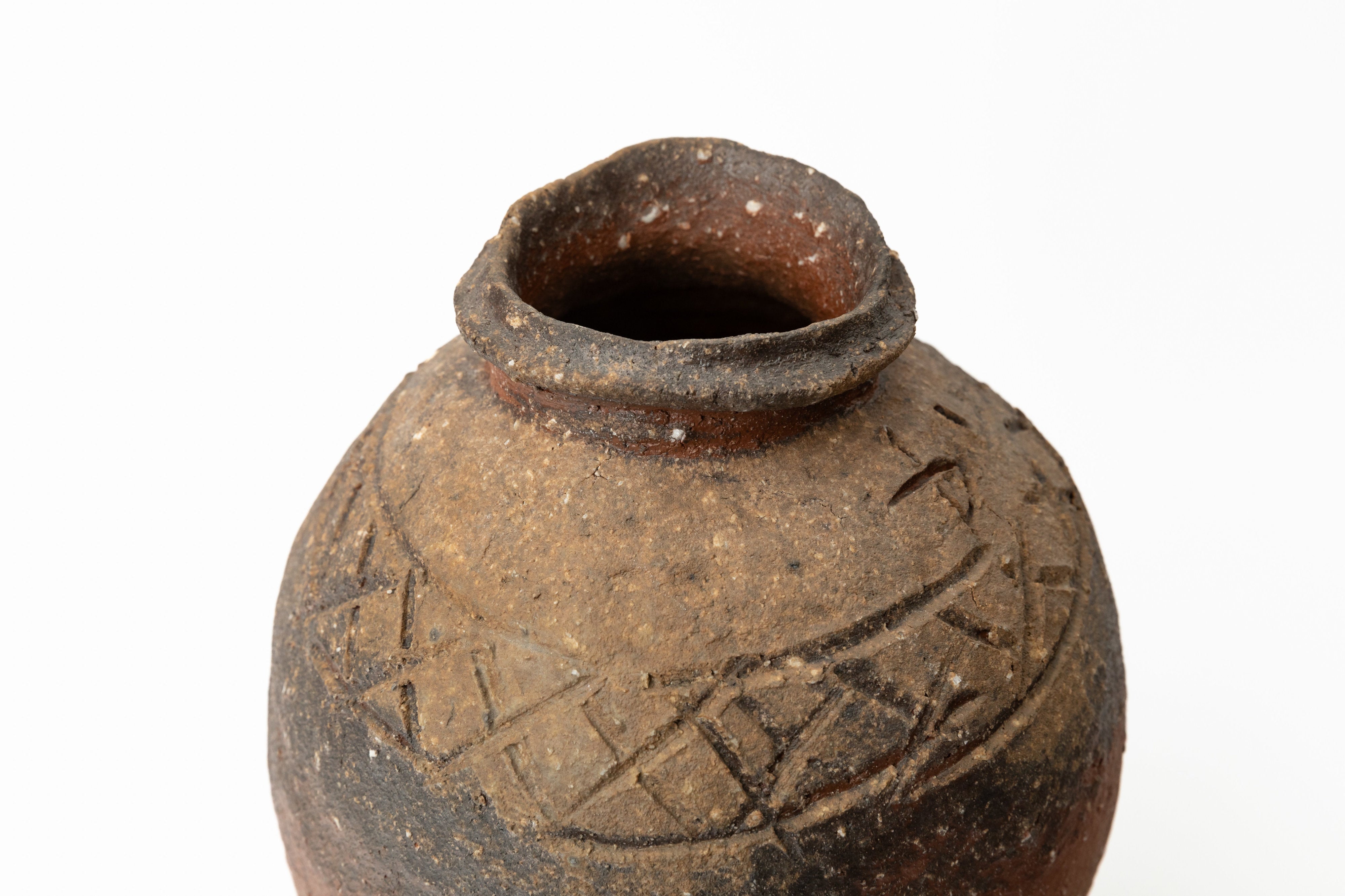 信楽焼 古信楽 蹲（うずくまる）壺 小壺 時代箱 M R7874C 【公式通販