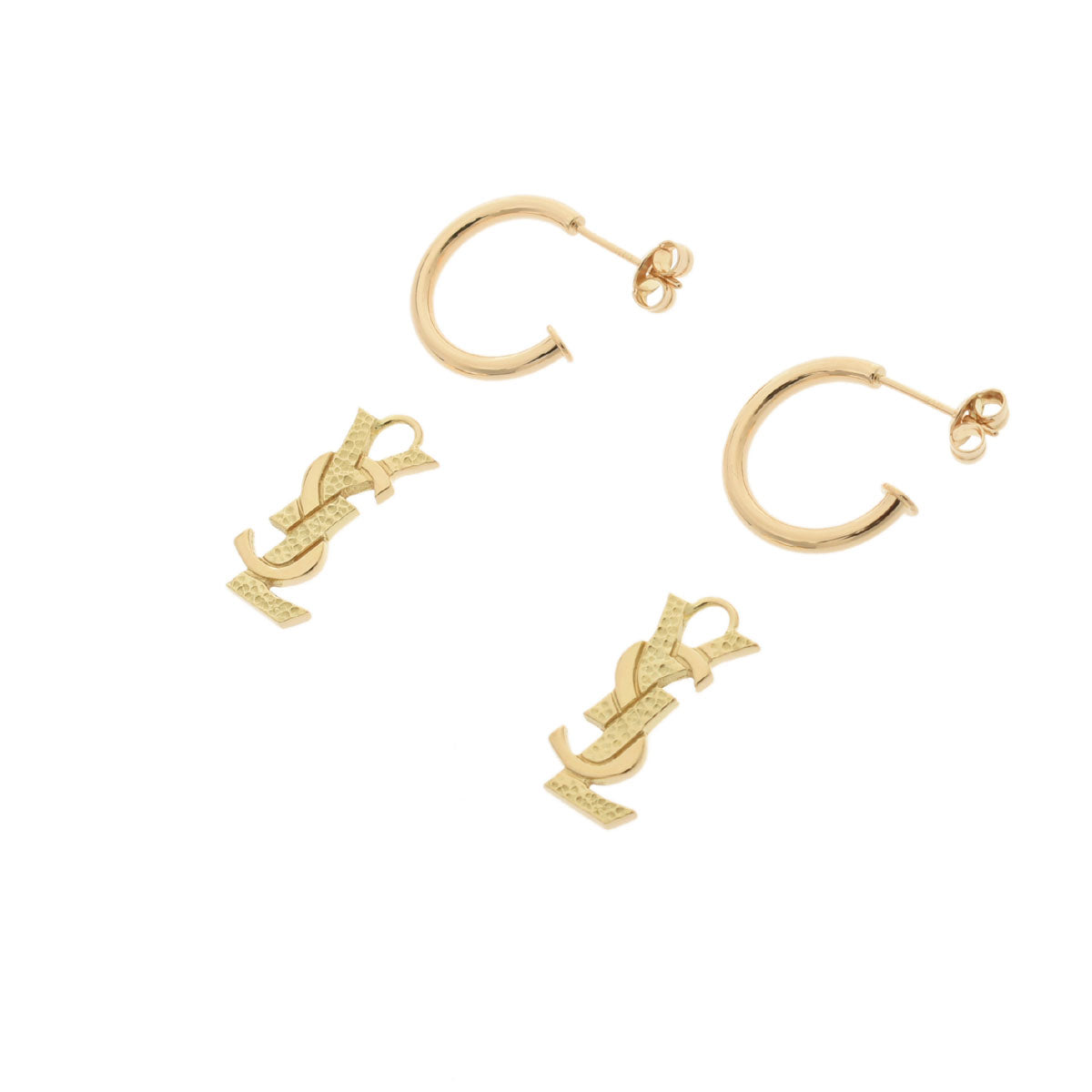 イブサンローラン Yves Saint Laurent フープ ピアス K18 YG イエロー