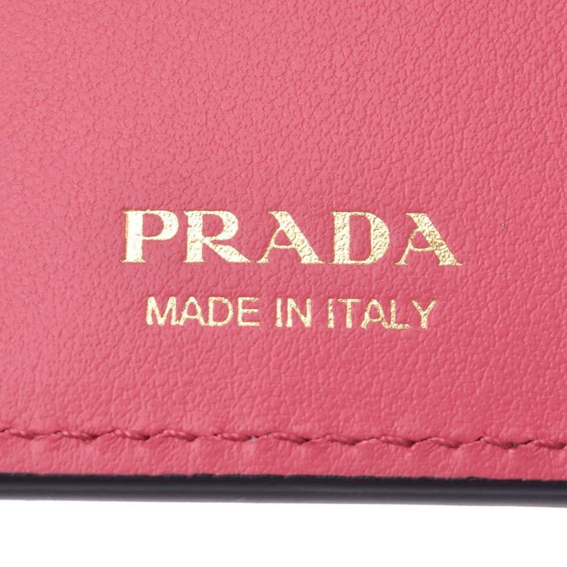 プラダコンパクトウォレット バイカラー 黒/ピンク レディース 二