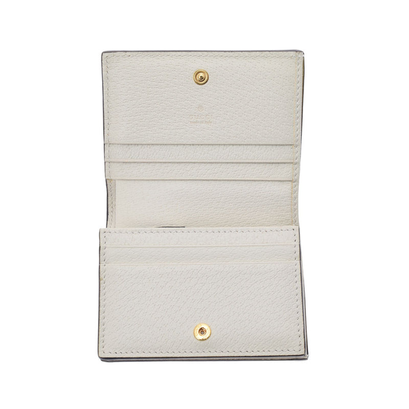 グッチウェビング 白 ユニセックス レザー 二つ折り財布 523155 GUCCI