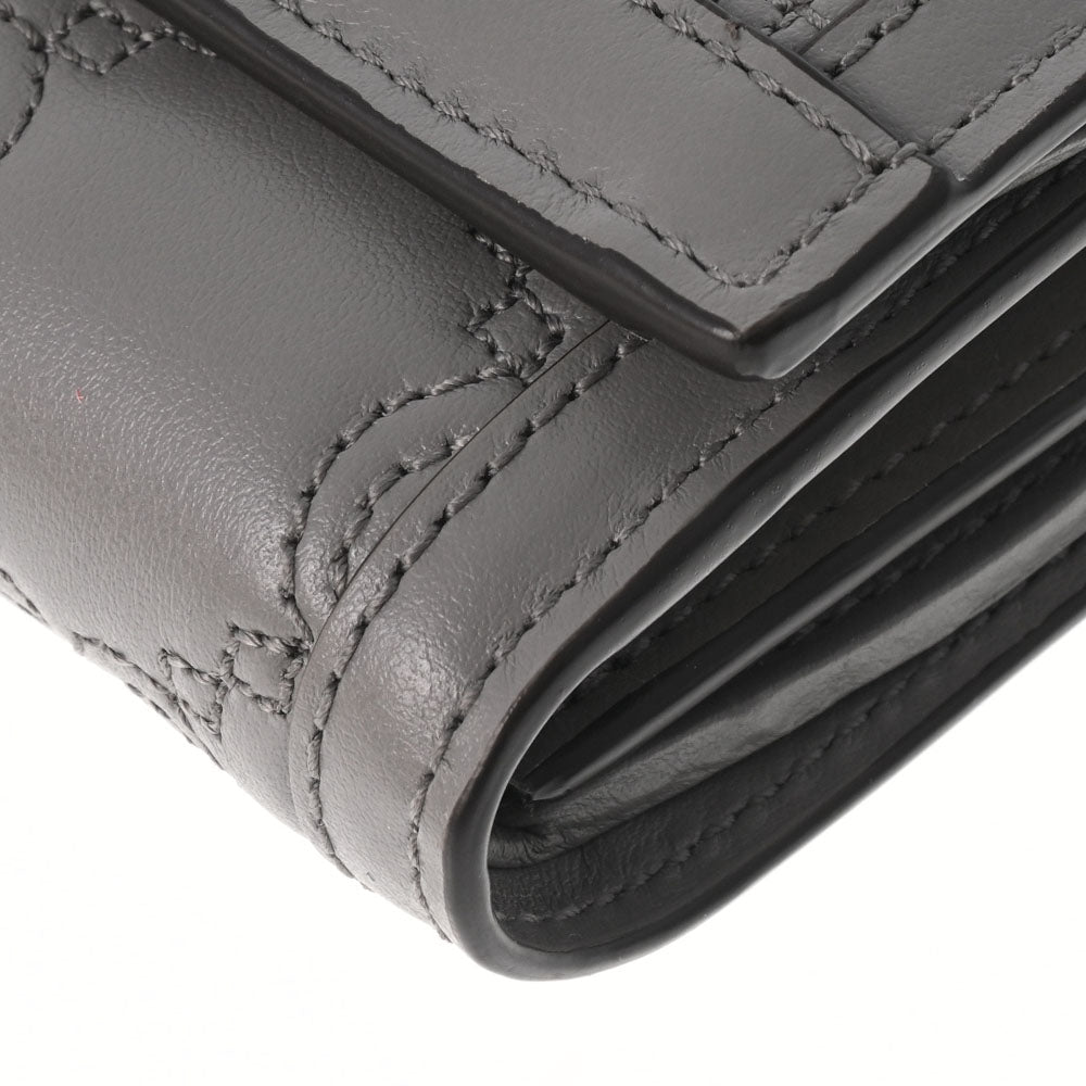 グッチカードケースウォレット GGマトラッセ グレー ゴールド金具