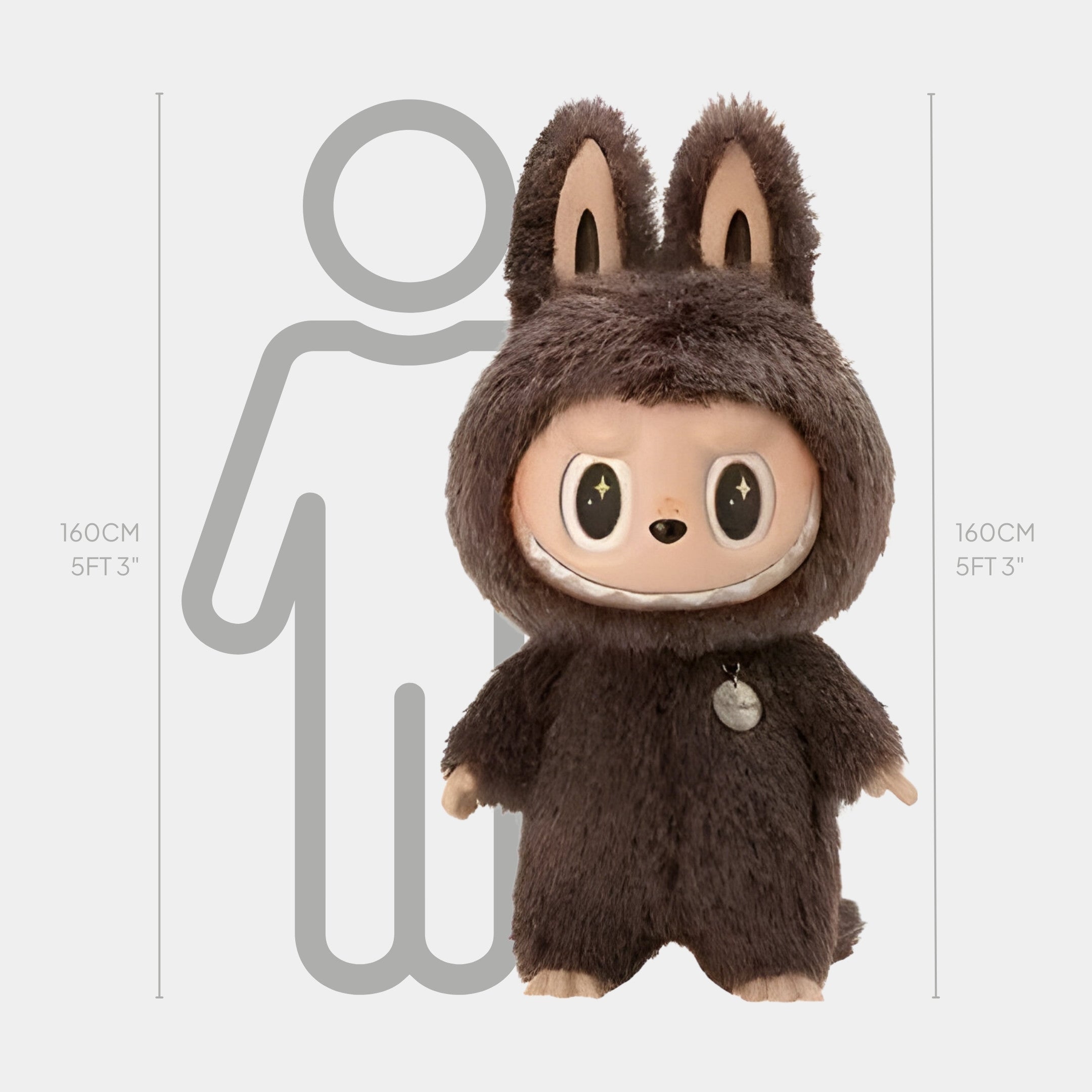 Brown Furry Zimomo Labubu Sculpture | 160cm Indoor Centrepiece