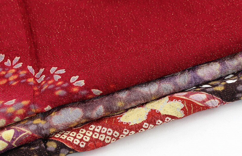 中古】【販売】 振袖 リサイクル 成人式 正絹 レッド 熨斗 桜 仕立て