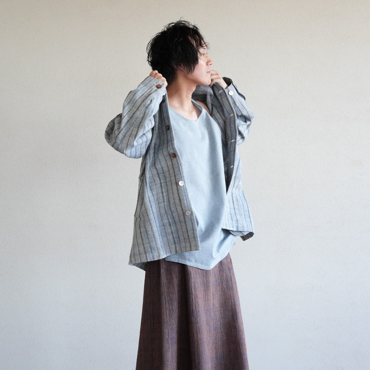 うさとの服 ワイドパンツ ガウチョパンツusaato うさとの服 藍染め パンツ