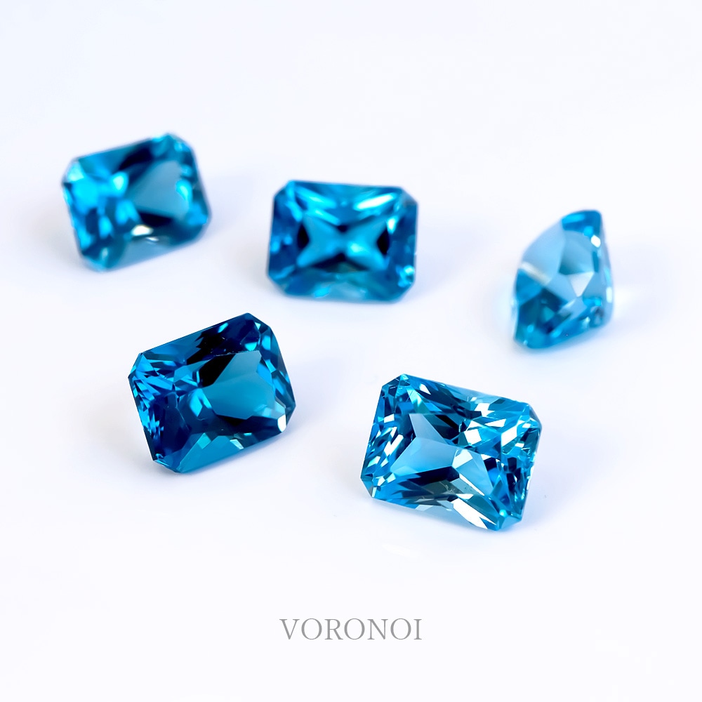 数量限定】VORONOI Open Setting エメラルドカット「スイスブルー