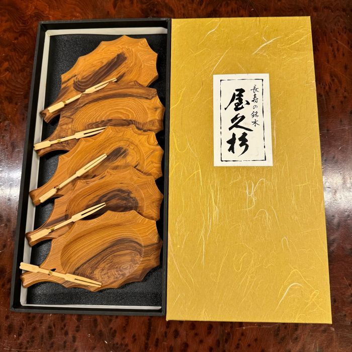 屋久杉銘々皿 柏上（5枚セット） | 屋久杉小物・文具,銘々皿・お椀